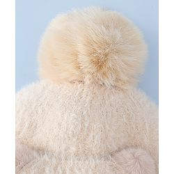 Babyhug Woollen Cap & Sets With Cat Detailing In Blue - Diameter 18 cm