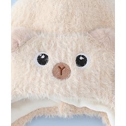 Babyhug Woollen Cap & Sets With Cat Detailing In Blue - Diameter 18 cm