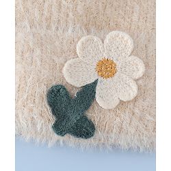Babyhug Woollen Cap & Sets WIth Floral Applique in Khaki - Diameter 18 cm