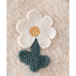 Babyhug Woollen Cap & Sets WIth Floral Applique in Khaki - Diameter 18 cm