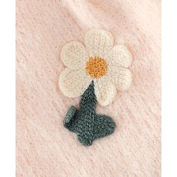 Babyhug Woollen Cap & Sets WIth Floral Applique in Khaki - Diameter 18 cm