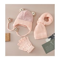 Babyhug Woollen Cap & Sets With Paw detailing in Pink - Diameter 19.5 cm