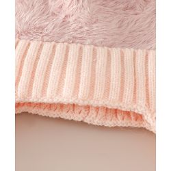 Babyhug Woollen Cap & Sets With Paw detailing in Pink - Diameter 19.5 cm