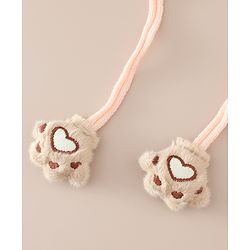 Babyhug Woollen Cap & Sets With Paw detailing in Pink - Diameter 19.5 cm