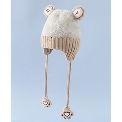 Babyhug Woollen Cap & Sets With Paw detailing in Pink - Diameter 19.5 cm