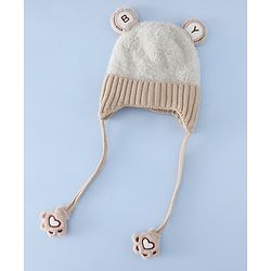 Babyhug Woollen Cap & Sets With Paw detailing in Pink - Diameter 19.5 cm
