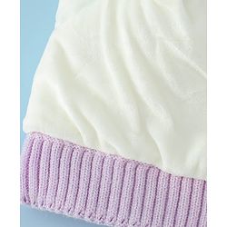 Babyhug Woollen Cap with Bow Print - Purple