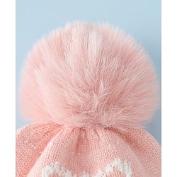 Babyhug Woollen Cap with Bow Print - Purple