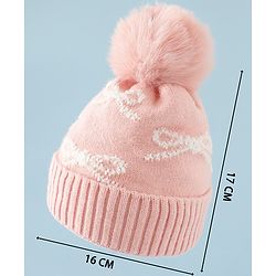 Babyhug Woollen Cap with Bow Print - Purple