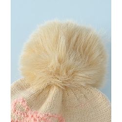 Babyhug Woollen Cap with Bow Print - Purple
