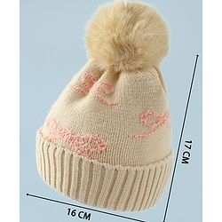 Babyhug Woollen Cap with Bow Print - Purple