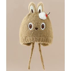 Babyhug Woollen Cap with Knot & Applique - Brown