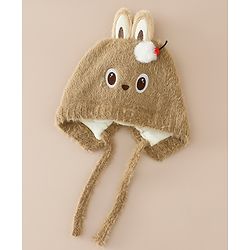 Babyhug Woollen Cap with Knot & Applique - Brown