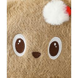Babyhug Woollen Cap with Knot & Applique - Brown