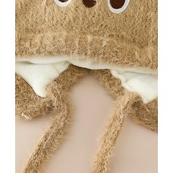 Babyhug Woollen Cap with Knot & Applique - Brown