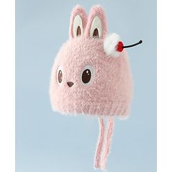 Babyhug Woollen Cap with Knot & Applique - Brown