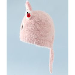 Babyhug Woollen Cap with Knot & Applique - Brown