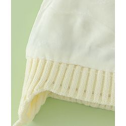 Babyhug Woollen Cap with Knot & Pom Pom with Geometric Design Khaki - Diameter 18.5 cm