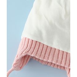 Babyhug Woollen Cap with Knot & Pom Pom with Geometric Design Khaki - Diameter 18.5 cm