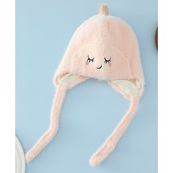Babyhug Woollen Cap with Knot Applique - Pink