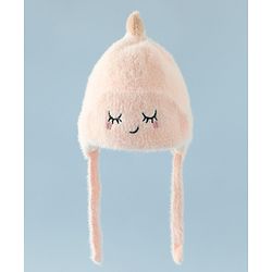 Babyhug Woollen Cap with Knot Applique - Pink