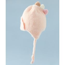 Babyhug Woollen Cap with Knot Applique - Pink