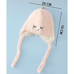 Babyhug Woollen Cap with Knot Applique - Pink