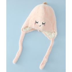 Babyhug Woollen Cap with Knot Applique - Pink