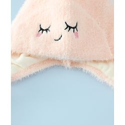 Babyhug Woollen Cap with Knot Applique - Pink