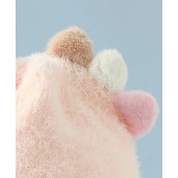 Babyhug Woollen Cap with Knot Applique - Pink