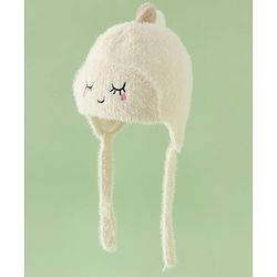 Babyhug Woollen Cap with Knot Applique - Pink