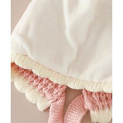 Babyhug Woollen Cap with Knot and Bow Applique Pink - Diameter 20 cm