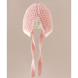 Babyhug Woollen Cap with Knot and Bow Applique Pink - Diameter 20 cm