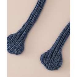 Babyhug Woollen Cap with Knot & Ear with Bear Patch Blue - Diameter 15.5 cm