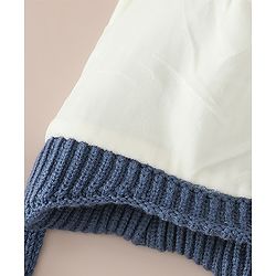 Babyhug Woollen Cap with Knot & Ear with Bear Patch Blue - Diameter 15.5 cm
