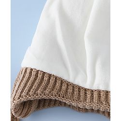 Babyhug Woollen Cap with Knot & Ear with Bear Patch Blue - Diameter 15.5 cm