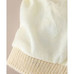 Babyhug Woollen Cap with Bear Applique Beige - Diameter 16.5 cm