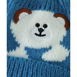 Babyhug Woollen Cap with Bear Applique Beige - Diameter 16.5 cm