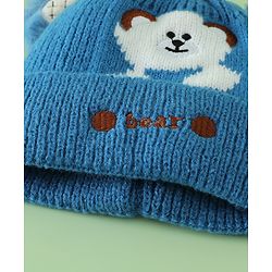 Babyhug Woollen Cap with Bear Applique Beige - Diameter 16.5 cm