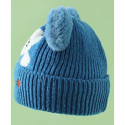 Babyhug Woollen Cap with Bear Applique Beige - Diameter 16.5 cm