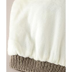 Babyhug Woollen Cap with Bear Applique Beige - Diameter 16.5 cm