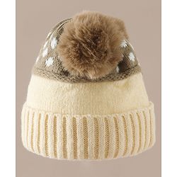Babyhug Woollen Cap with Bear Print & Applique Blue - Diameter 17 cm