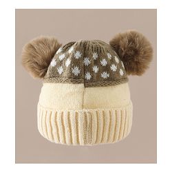 Babyhug Woollen Cap with Bear Print & Applique Blue - Diameter 17 cm