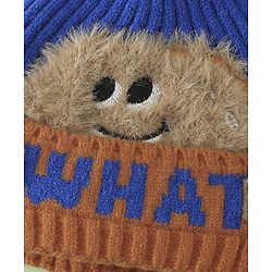 Babyhug Woollen Cap with Pom Pom & Bear Patch Brown - Diameter 17.5 cm