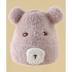 Babyhug Woolen Cap with Ear & Animal Applique Pink - Diameter 17.5 cm