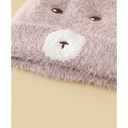 Babyhug Woolen Cap with Ear & Animal Applique Pink - Diameter 17.5 cm