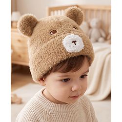 Babyhug Woolen Cap with Ear & Animal Applique Pink - Diameter 17.5 cm
