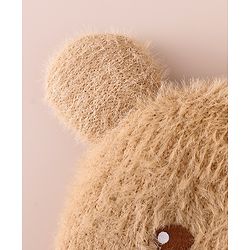 Babyhug Woolen Cap with Ear & Animal Applique Pink - Diameter 17.5 cm