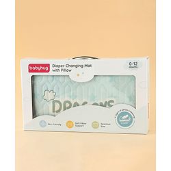 Babyhug Cooling Latex Baby Diaper Changing Mat with Pillow - Green| 60 cm x 120 cm| Soft & Comfortable| Breathable & Skin-Friendly| Cooling Surface| Anti-Slip Base| Washable
