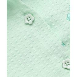 Babyhug 100% Cotton Woven Shirt Style Top with Half Sleeves and Bow Embroidery - Green